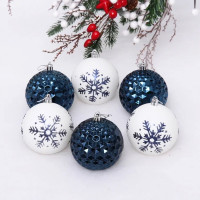 Набор шаров 08см 06шт/наб. "Снежное сияние" цв.сапфир/белый арт.201-2065 Набор шаров 08см 06шт/наб. "Снежное сияние" цв.сапфир/белый арт.201-2065