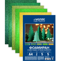 Набор цветного фоамирана А4 5 листов 5 цветов (deVENTE) HOBBY CREATIVE толщина 2 мм оттенки зеленого с блестками арт.8112415 Набор цветного фоамирана А4 5 листов 5 цветов (deVENTE) HOBBY CREATIVE толщина 2 мм оттенки зеленого с блестками арт.8112415