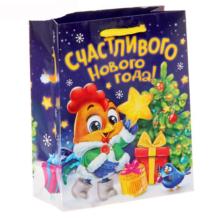 Пакет подарочный 11*14см бумаж. Новогодний петушок арт.1299838 Пакет подарочный 11*14см бумаж. Новогодний петушок арт.1299838