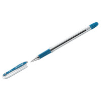 Ручка шариковая прозрачный корпус резиновый упор (BERLINGO) I-10 синяя, 0,4мм, игла арт.CBp_40012