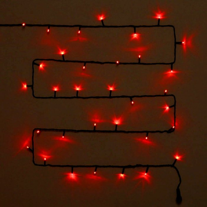 Гирлянда электрическая уличная точечная 07м 80LED цвет красный (темный провод) 8режимов артемный 183-320