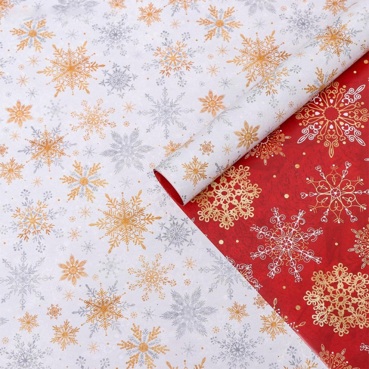 Бумага упаковочная двусторонняя 70*100см "Волшебные снежинки" арт.5120288