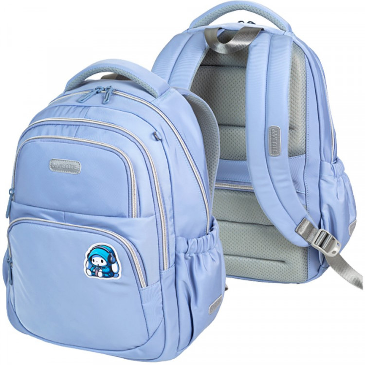 Рюкзак для девочек школьный deVENTE Зум. Музыкальный кролик (Zoom. Music Rabbit) 38x30x19 см голубой арт.7033630