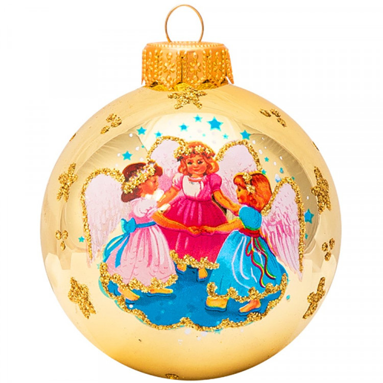 Шар стекло 08см "Белокрылые ангелочки" п/у арт.КУ-80-234067