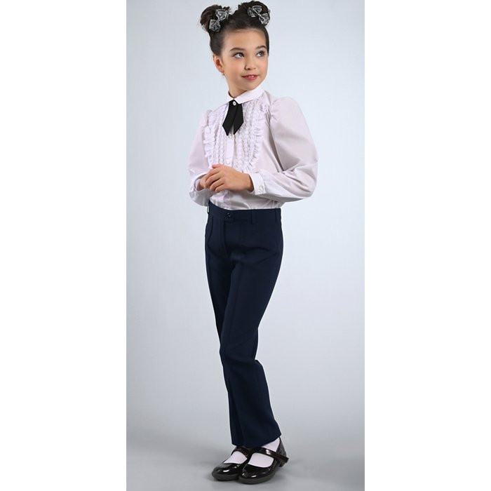 Брюки для девочки (S&S) артикул Б-08 размер 30/122-38/146 цвет темно-синий