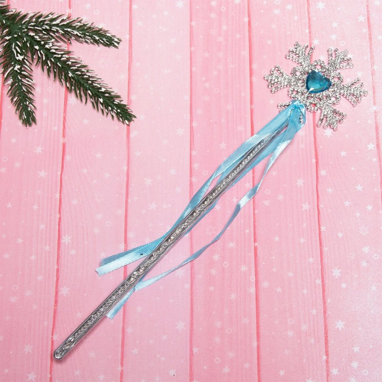 Аксессуар карнавальный "Палочка волшебная. Снежинка с лентой" 32см арт.914-193