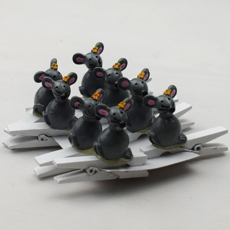 Украшение декор.прищепка "Мыши" 02см 08шт/наб. арт.741554