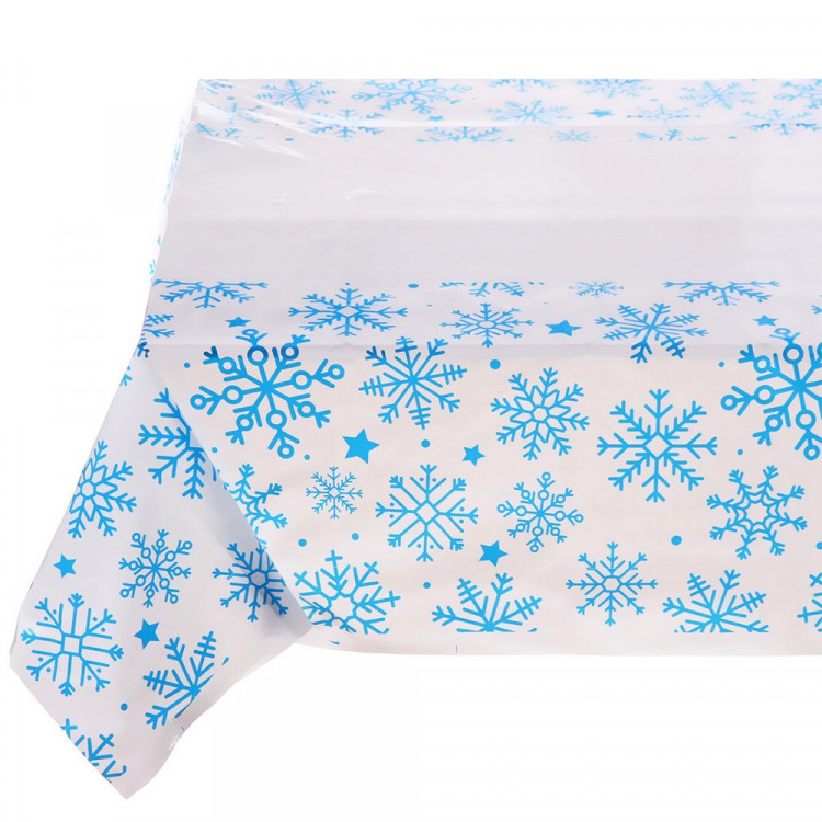 Скатерть ПВХ 108*180см "Падал снег" цв.голубой арт.130-887