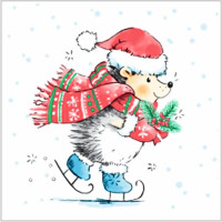 Салфетки бумажные 24*24см 1 слой 40шт/уп. Desna "Ёжик на коньках" арт.25196