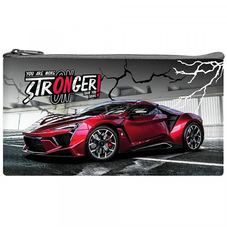 Пенал-косметичка 1 отделение плоский (Оникс) ПМП 01-20 Красное авто 205х108мм мягкий