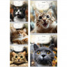 Тетрадь 12 листов линия (Prof-Press) Мордочки котиков цветная мелованная обложка ассорти арт.Т12-4877