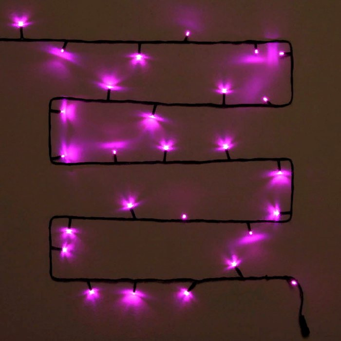 Гирлянда электрическая уличная точечная 07м 80LED цвет розовый (темный провод) 8режимов артемный 183-156