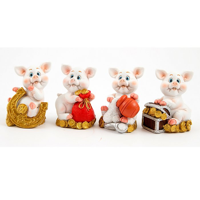 Статуэтка символ года Счастливая хрюшка 8см арт.20837