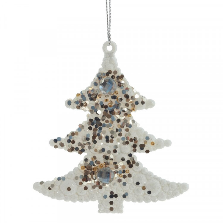 Украшение декор.подвеска пластик "Елочка с блёстками" 10см арт.779711
