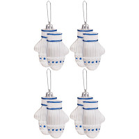Фигурка на ёлку пластик "Варежки" 07см 04шт/наб. цв.белый/синий арт.92694