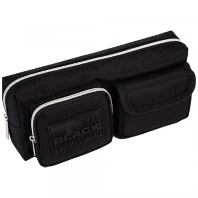Пенал-косметичка 1 отделение (deVente) TOTAL BLACK 210x85x60мм объемный карман на молнии, карман на липучке арт.7029423 Пенал-косметичка 1 отделение (deVente) TOTAL BLACK 210x85x60мм объемный карман на молнии, карман на липучке арт.7029423
