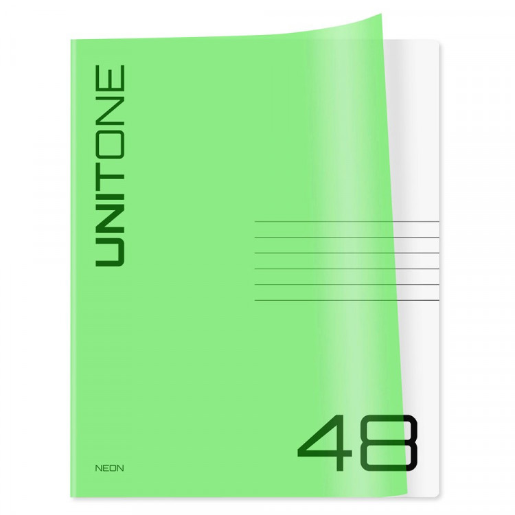 Тетрадь пластиковая обложка А5 клетка 48 листов (BG) UniTone Neon неон салатовый арт.Т5ск48_пл 12471