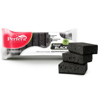 Губки для посуды 10 штук в упаковке 97*64*30  ТМ Perfera TOTAL black крупнопористая (Ст.)