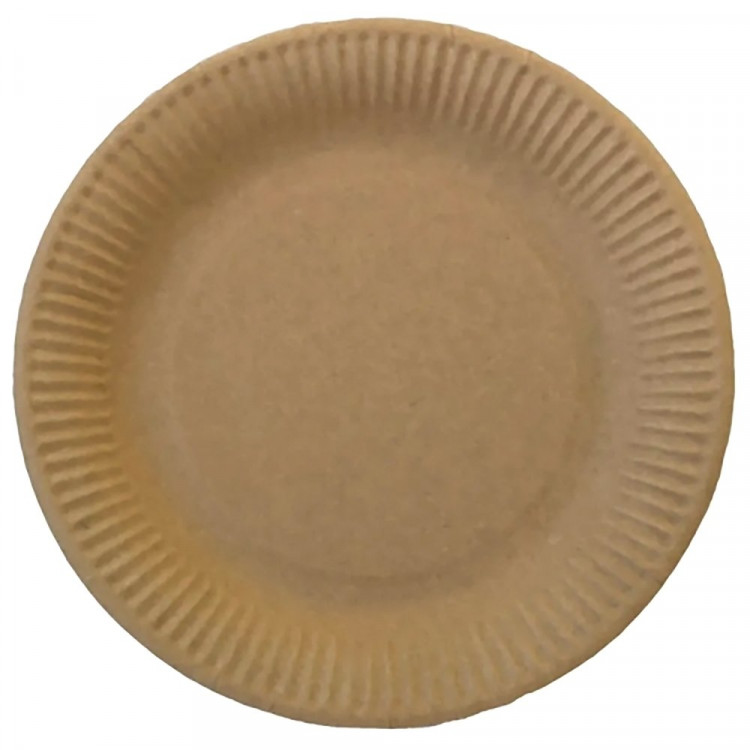 Тарелка бумажная 1-секционная d-230мм, Крафт  упаковка 50шт. (Ст.50/1000)