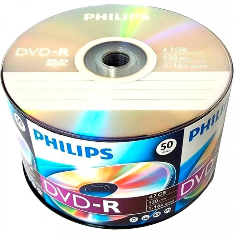 Диск DVD-R Philips 4.7 Gb, 16x, Bulk (50), Ink Printable, УПАКОВКА Диск DVD-R Philips 4.7 Gb, 16x, Bulk (50), Ink Printable, УПАКОВКА
