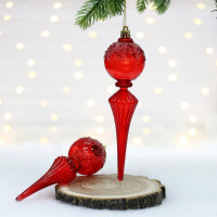 Украшение декор.подвеска пластик "Сосулька. Изящный блеск" 19см 02шт/наб. цв.красный арт.107-6113