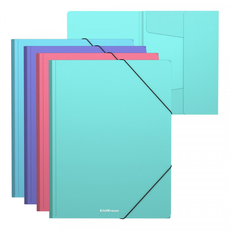 Папка на резинке А4 37мм пл. 0,6мм ассорти ErichKrause Diagonal Pastel арт.50400 (Ст.4)