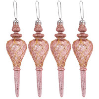 Украшение декор.подвеска пластик "Сосулька винтаж" 14,5см 04шт/наб. цв.розов/золото арт.92695