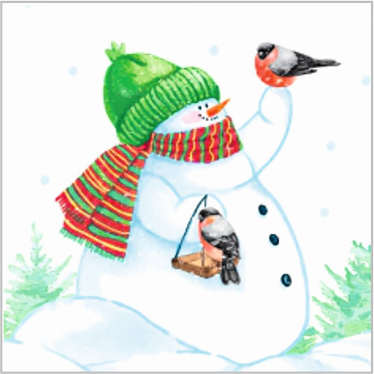 Салфетки бумажные 24*24см 1 слой 40шт/уп. Desna "Снеговик и снегири" арт.25195