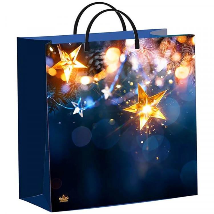 Пакет ПВД с пластиковыми ручками 30*30+10см НГ Сияние звезды