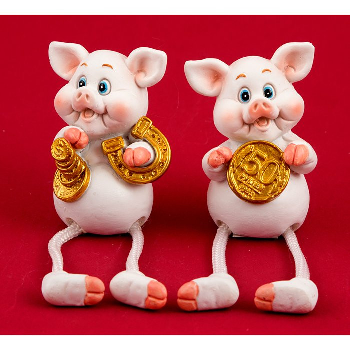 Статуэтка символ года Счастливая хрюшка 12см арт.20838