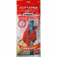 Перчатки хозяйственные латексные Komfi БИКОЛОР СВЕРХПРОЧНЫЕ бело-красный размер XL Перчатки хозяйственные латексные Komfi БИКОЛОР СВЕРХПРОЧНЫЕ бело-красный размер XL