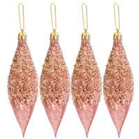 Украшение декор.подвеска пластик "Сосулька винтаж" 14,5см 04шт/наб. цв.розов/золото арт.92696