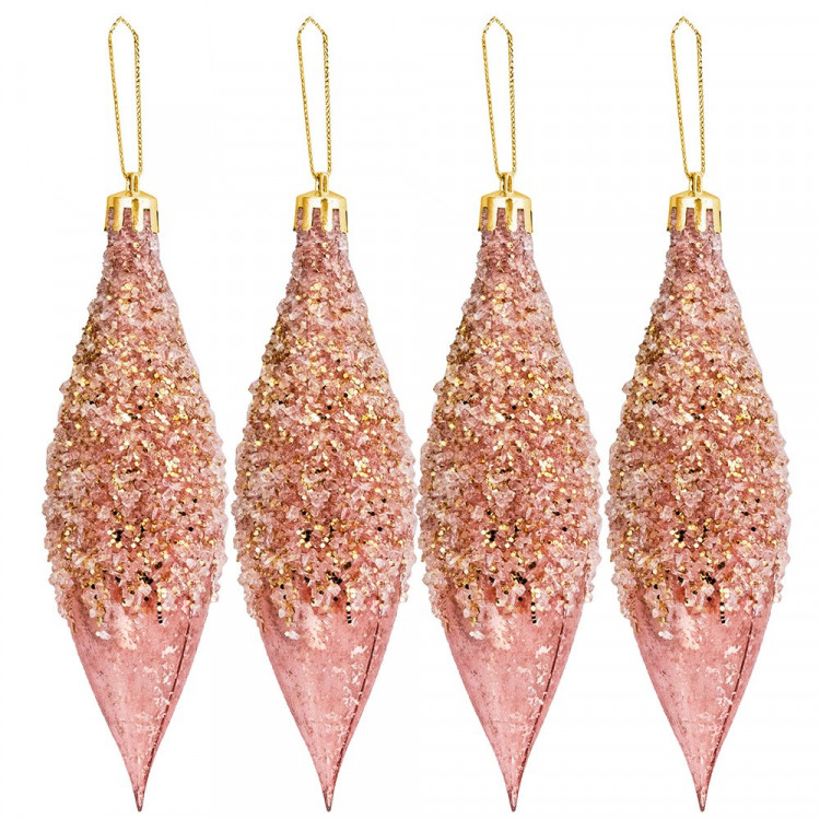 Украшение декор.подвеска пластик "Сосулька винтаж" 14,5см 04шт/наб. цв.розов/золото арт.92696