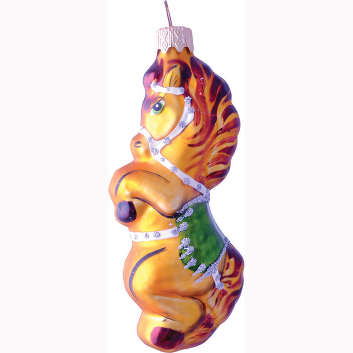 Фигурка на ёлку стекло (серия Символ года) 10см "Веселая лошадка" без уп. арт.ФУ-452