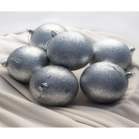 Шар пластик 20см "Посыпка из блёсток" цв.серебро арт.РШ200П01/Псер.