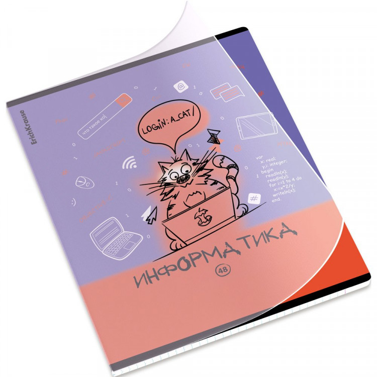 Тетрадь предметная 48 листов (ErichKrause) Котоформулы Информатика пластиковая обложка арт.62536