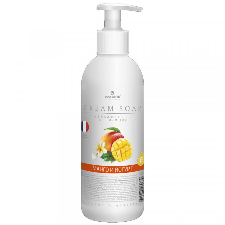 т/м жидкое 500мл дозатор Cream Soap манго и йогурт (крем) Pro-Brite арт.1603-05 (Ст.10)