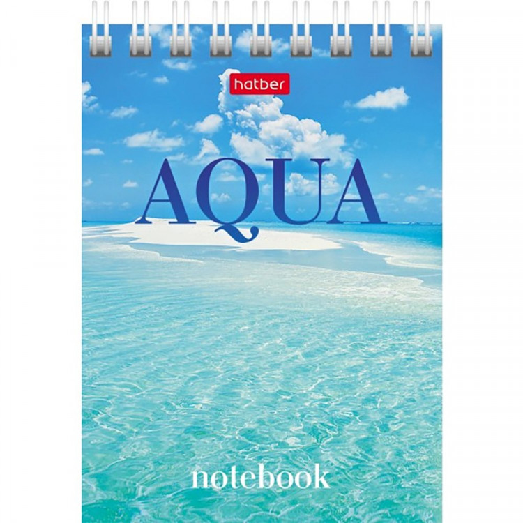 Блокнот А7 мягкая обложка на гребне 60 листов (Hatber) AQUA клетка ассорти арт.60Б7В1гр