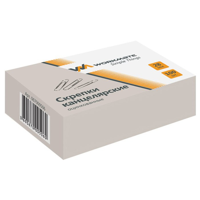 Скрепки оцинкованные 28мм овальные 100шт/уп. WM арт.67000506/14-6416