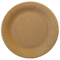 Тарелка бумажная 1-секционная d-180мм, Крафт  упаковка 50шт. (Ст.50/500)