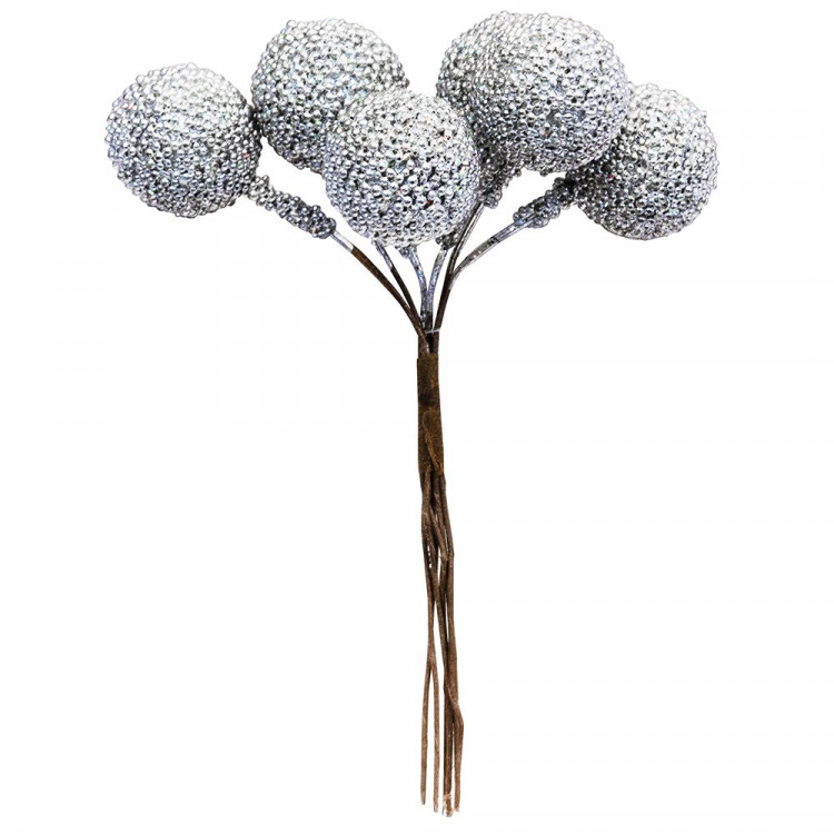 Украшение декоративное "Веточка. Гроздь" 11см цв. серебро арт.92905