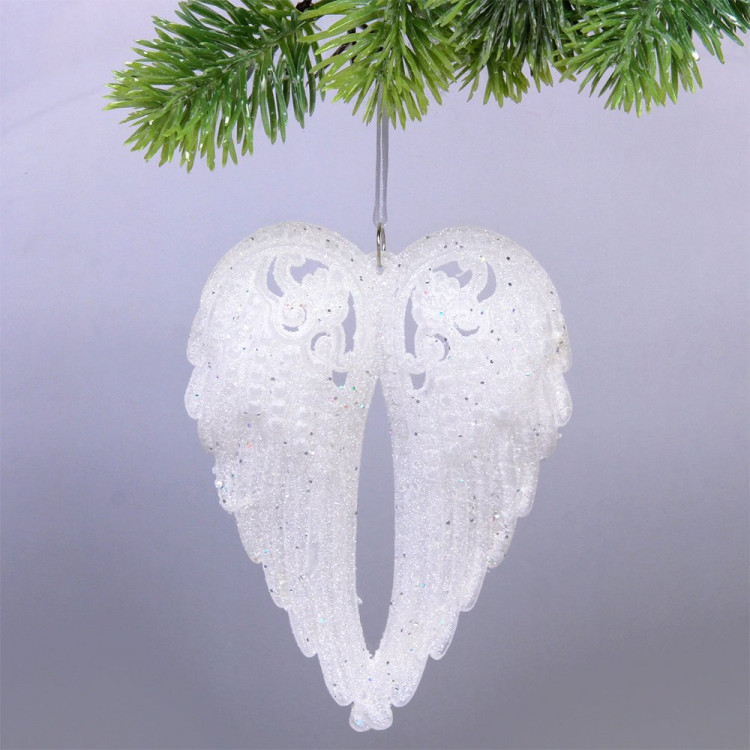 Украшение декор.подвеска пластик (Серия ледяная) "Крылья ангела" 15см арт.916-0946