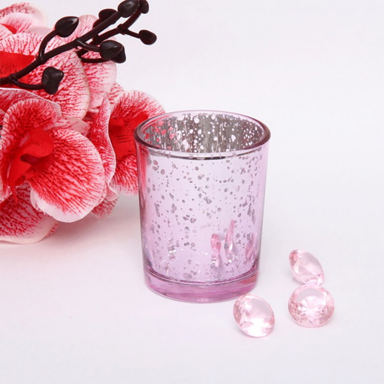 Подсвечник стекло 05,5*6,7см "Fantasy" розовое золото арт.114-286