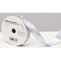 Лента подароч. декоративная 20мм*45м "Снежинки" цв.серебро арт.7983672