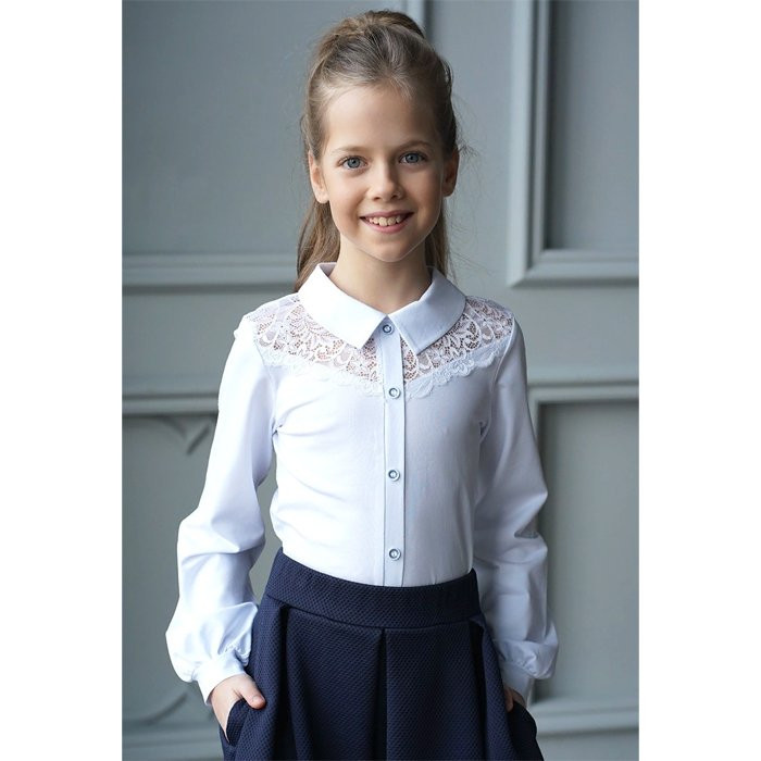 Джемпер для девочки трикотажный (Mattiel) длинный рукав цвет белый арт.D079-111 размерный ряд 34/134-40/152