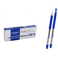 Ручка шариковая  прозрачный корпус  резиновый упор (PIANO) синяя/масляная/игла арт.РТ-350-12