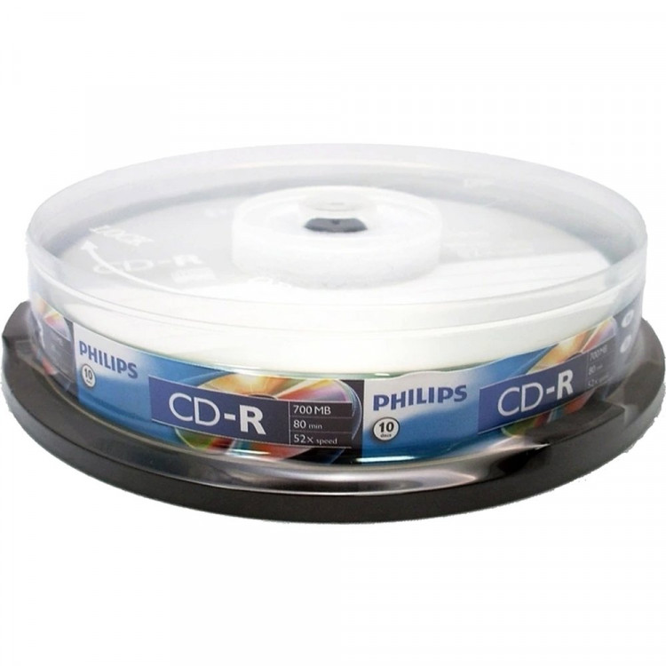 Диск CD-R Philips 700 Mb, 52х, CakeBox (10) УПАКОВКА
