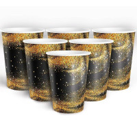 Стаканы бумажные 06шт/наб. 250мл "Черное с золотом" арт.3.0000858