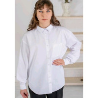 Блузка для девочки (Ажур) длинный рукав цвет белый арт.0095Д размерный ряд 38/152-46/170