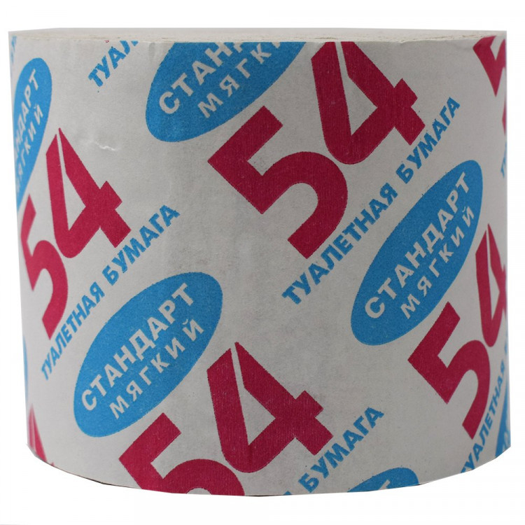Бумага туалетная 1-сл б/втулки 54м Стандарт/Снежок серая